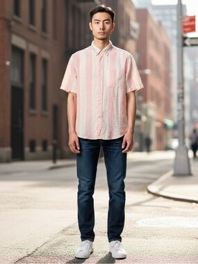 SUPREME Wide Stripe Shirt Pink M